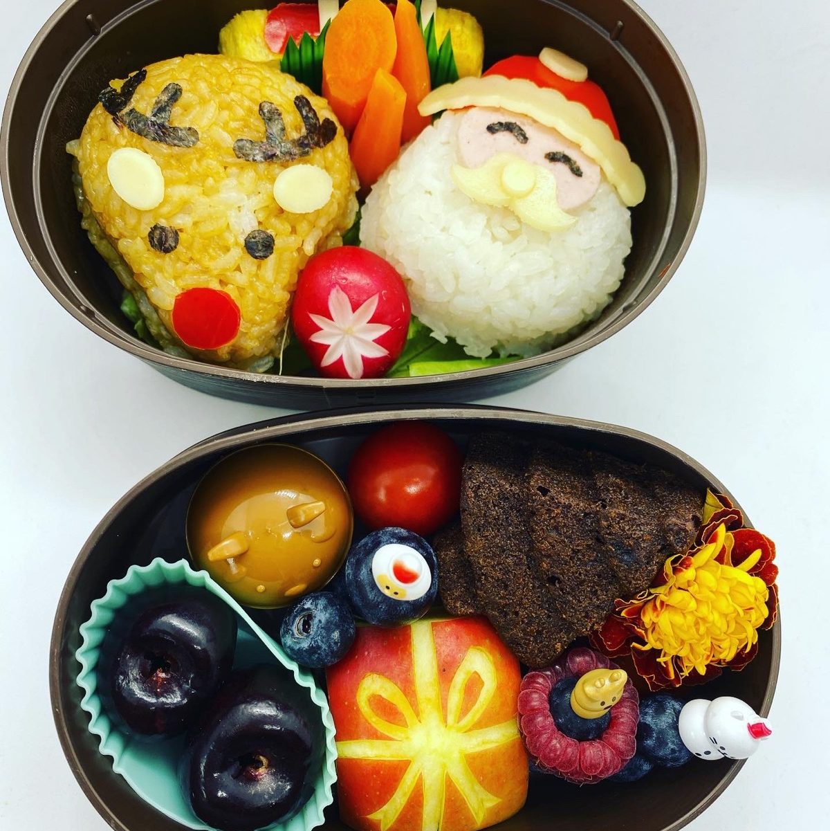 Santa rice in a festive bento lunchbox.