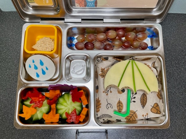 Rainy day themed lunchbox for a happy lunch at school