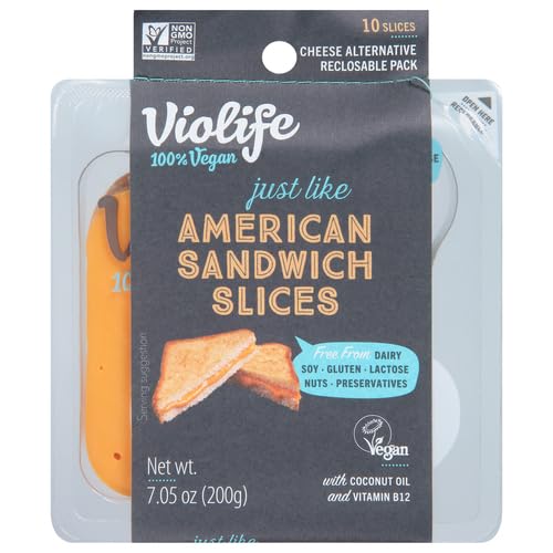 Dairy-free sliced cheese.