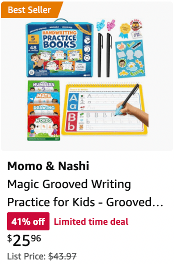 Amazon Prime Day Deals Writing Practice for Kids