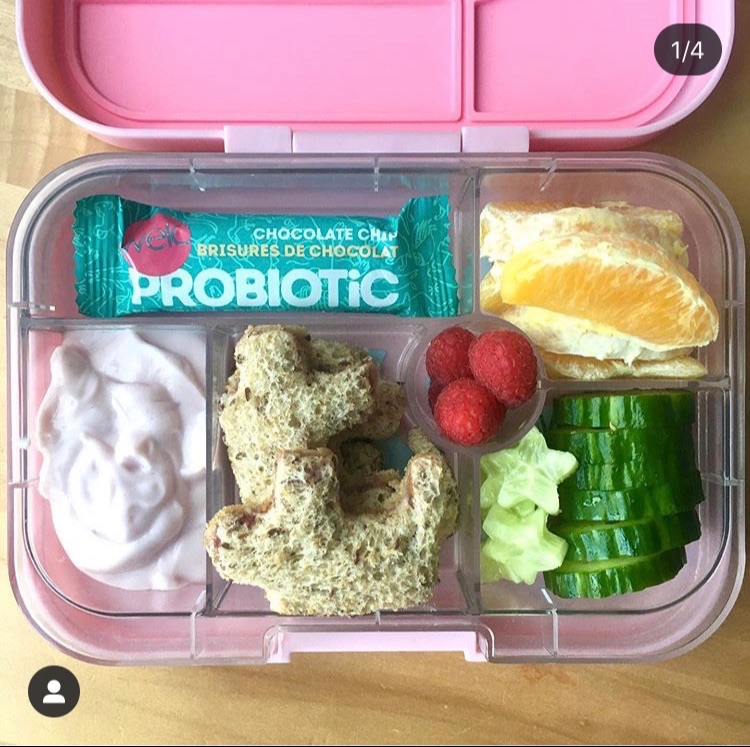 Dip party and puzzle sandwich in a pink lunchbox