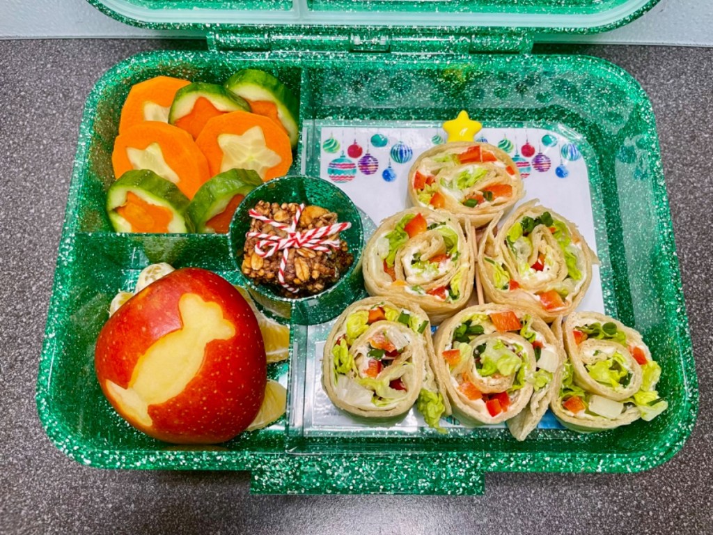 Lunchbox idea for kids with tortilla roll ups