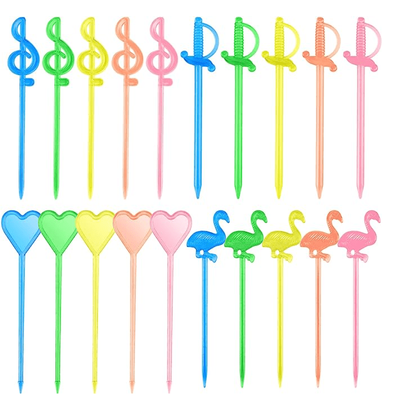 Flamingos, music notes, and hearts skewer picks Teuko kids bento school lunchbox ideas