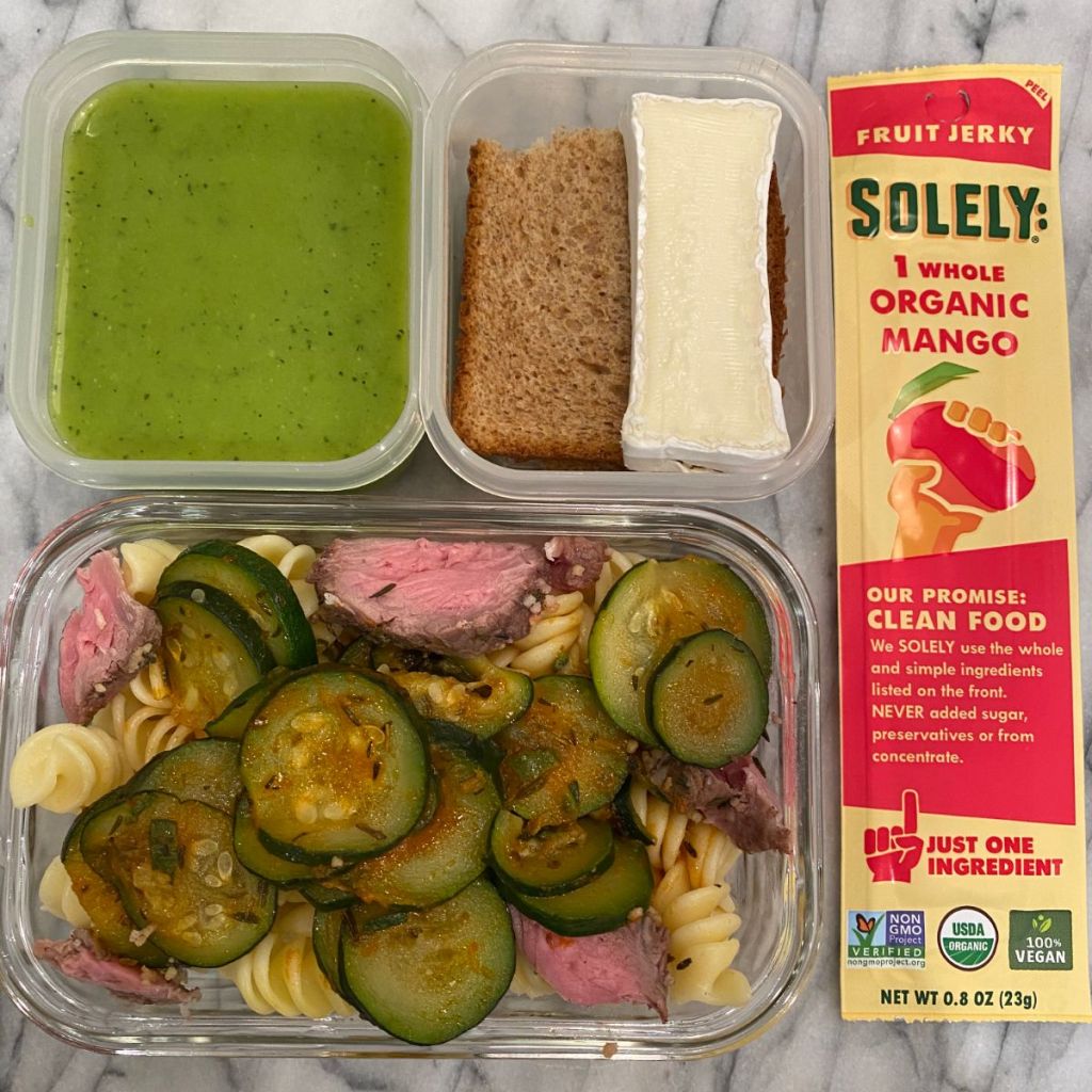 leek soup in a kids' lunch bag for lunchtime at school