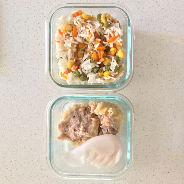 Dim Sum shrimp dumplings har gow in a toddler school lunch bento lunchbox