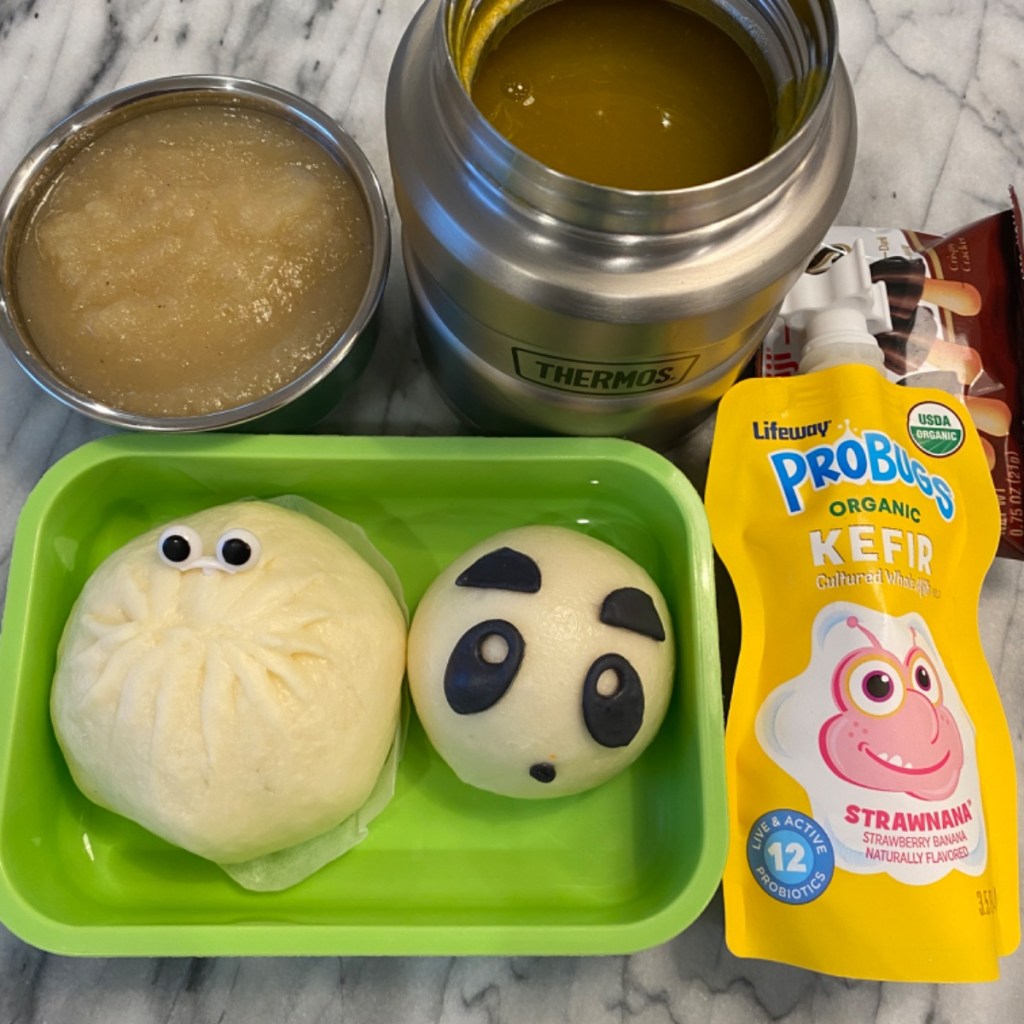 Delicious and cute bbq pork buns for a kid's lunch at school