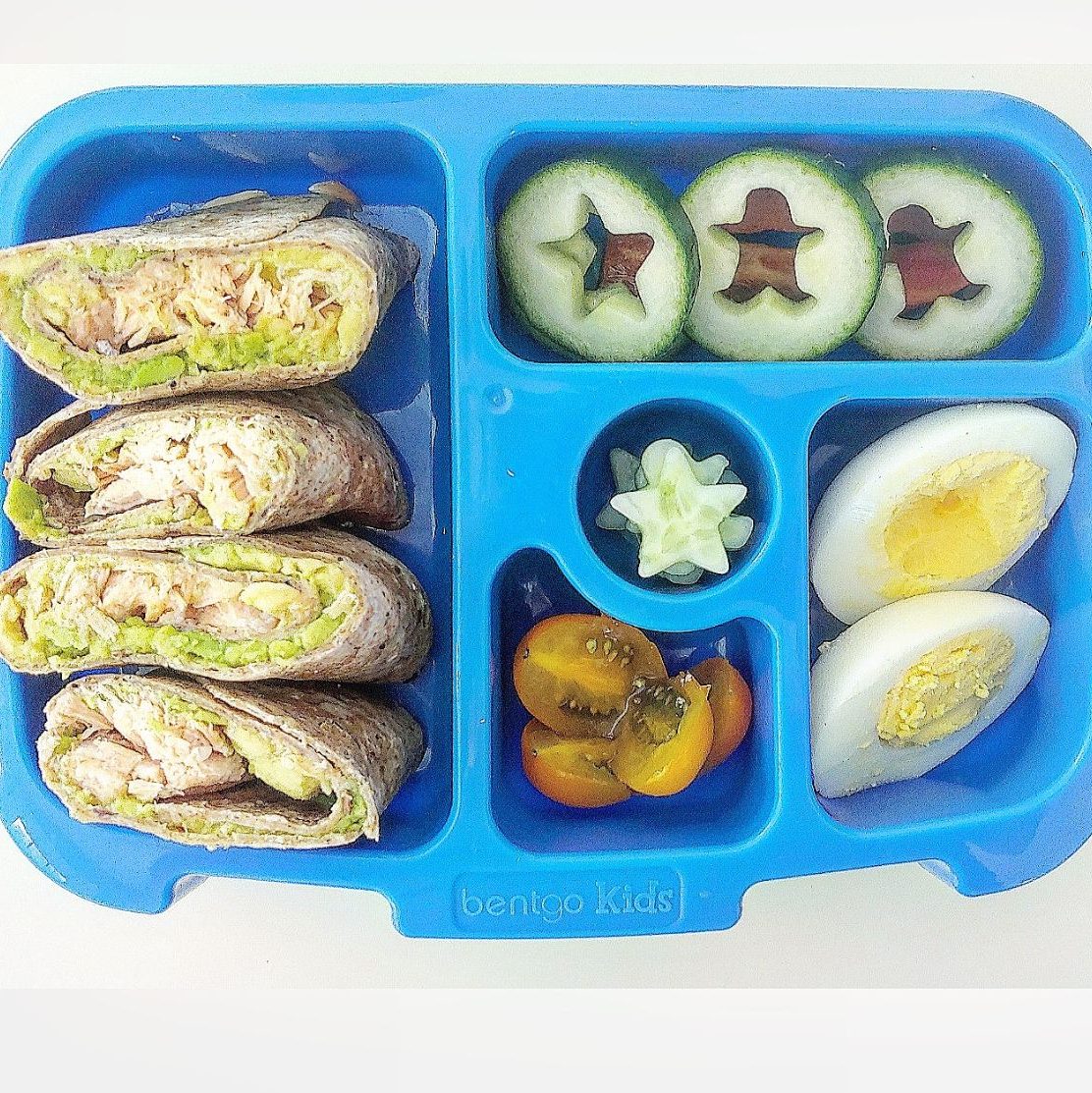 Sustainable seafood for salmon rolls packed in a kids' lunchbox