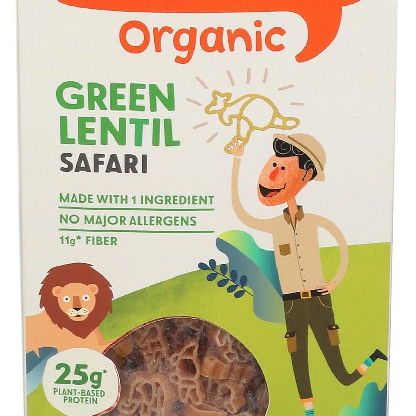 Organic green lentil fun kid-friendly shaped pasta