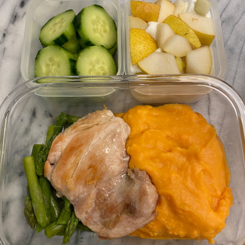 sweet potato purée with chicken for kids lunchbox