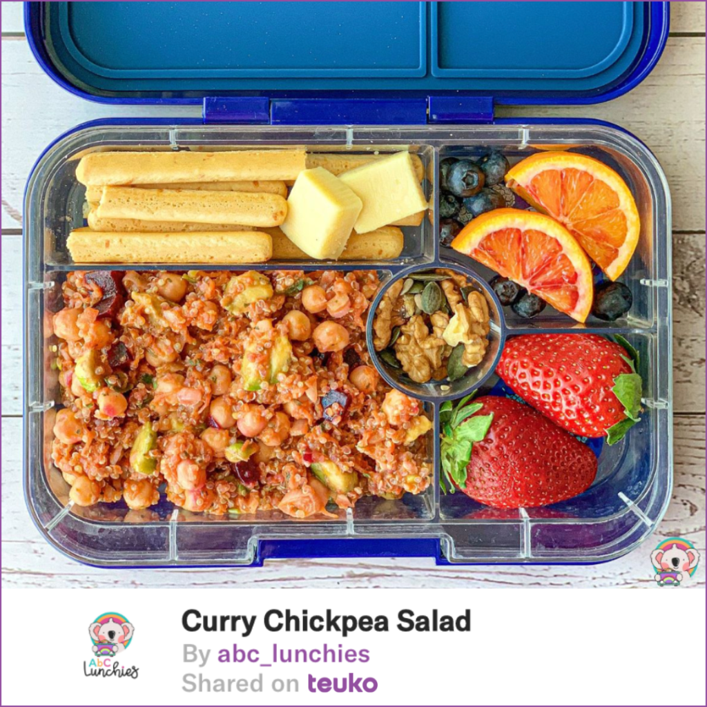 10 Food Ideas celebrating Earth Month for Your Kids’ Lunch boxes with  chickpeas salad