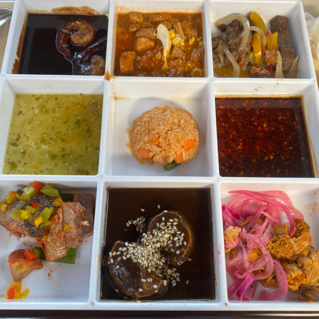a sample of six Mexican dishes