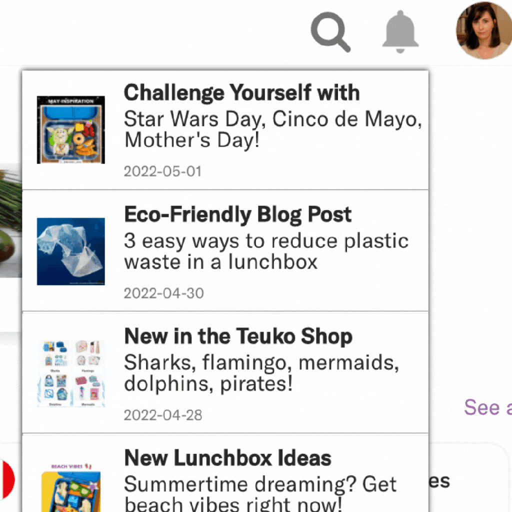 the Notification Bell rings sometimes with the message "Challenge Yourself" as our team invites you to join the fun and try packing a lunch with a seasonal ingredient or a fun theme.