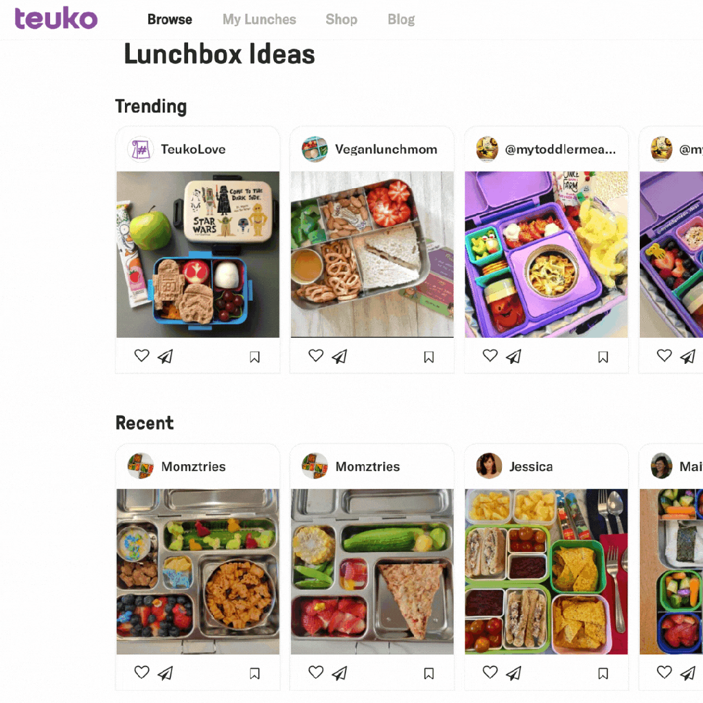 There are many collections featured in the Teuko Feed. Among them, the "Trending" collection lets you know the latest lunchbox ideas our community liked best.