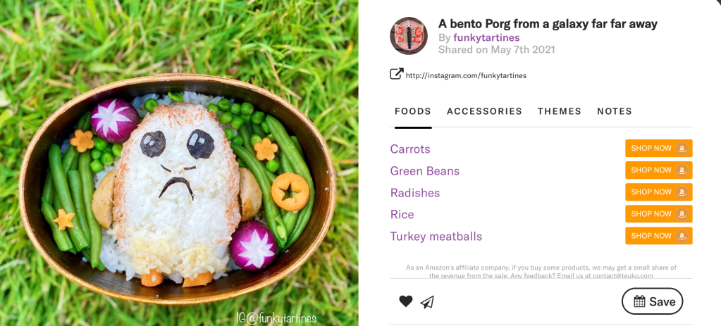 A bento Porg from a galaxy far far away, by @funkytartines via Teuko.com. Start Wars Food Ideas.