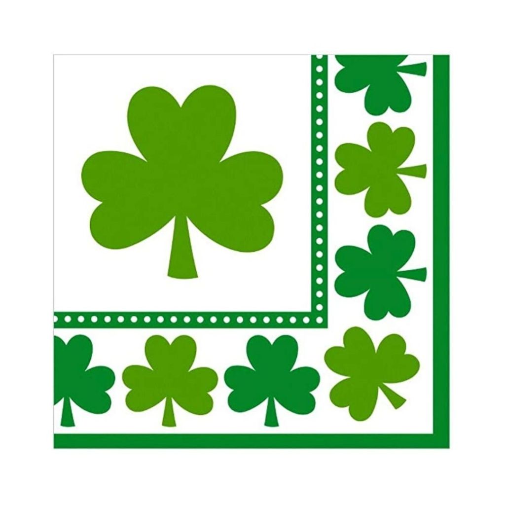 Paper napkin with shamrocks St Patrick's day