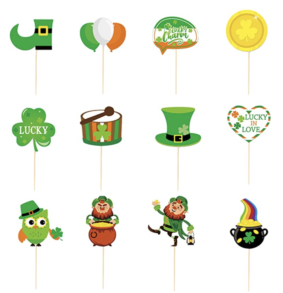 Food picks with cute leprechauns, pots of gold, and Irish colors for celebrating St. Patrick's Day in the lunchbox easily