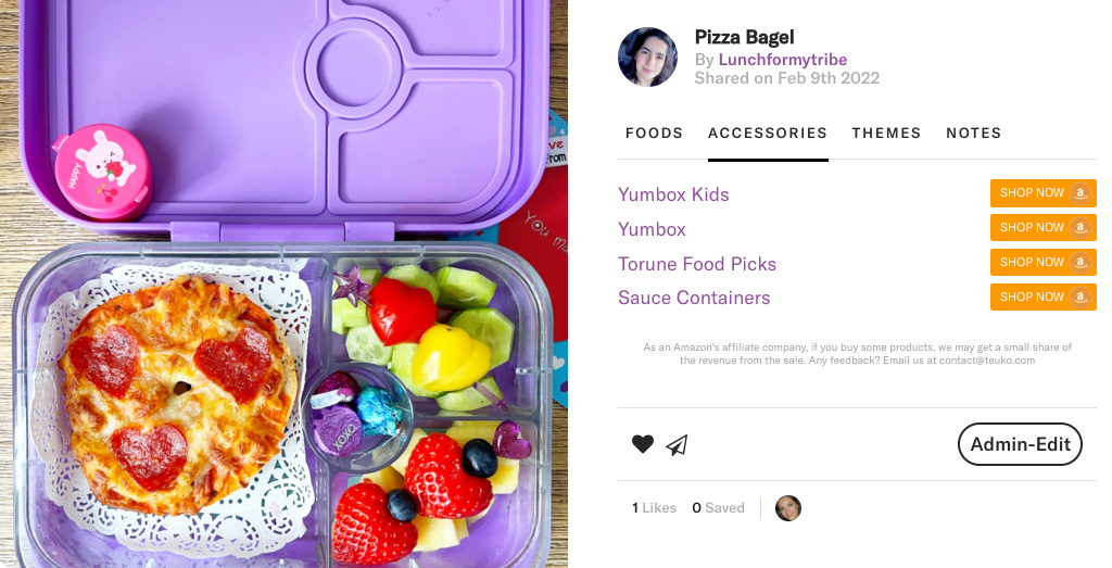 Strawberries Hearts skewer in the lunch box shared by @lunchformytribe on Teuko.com