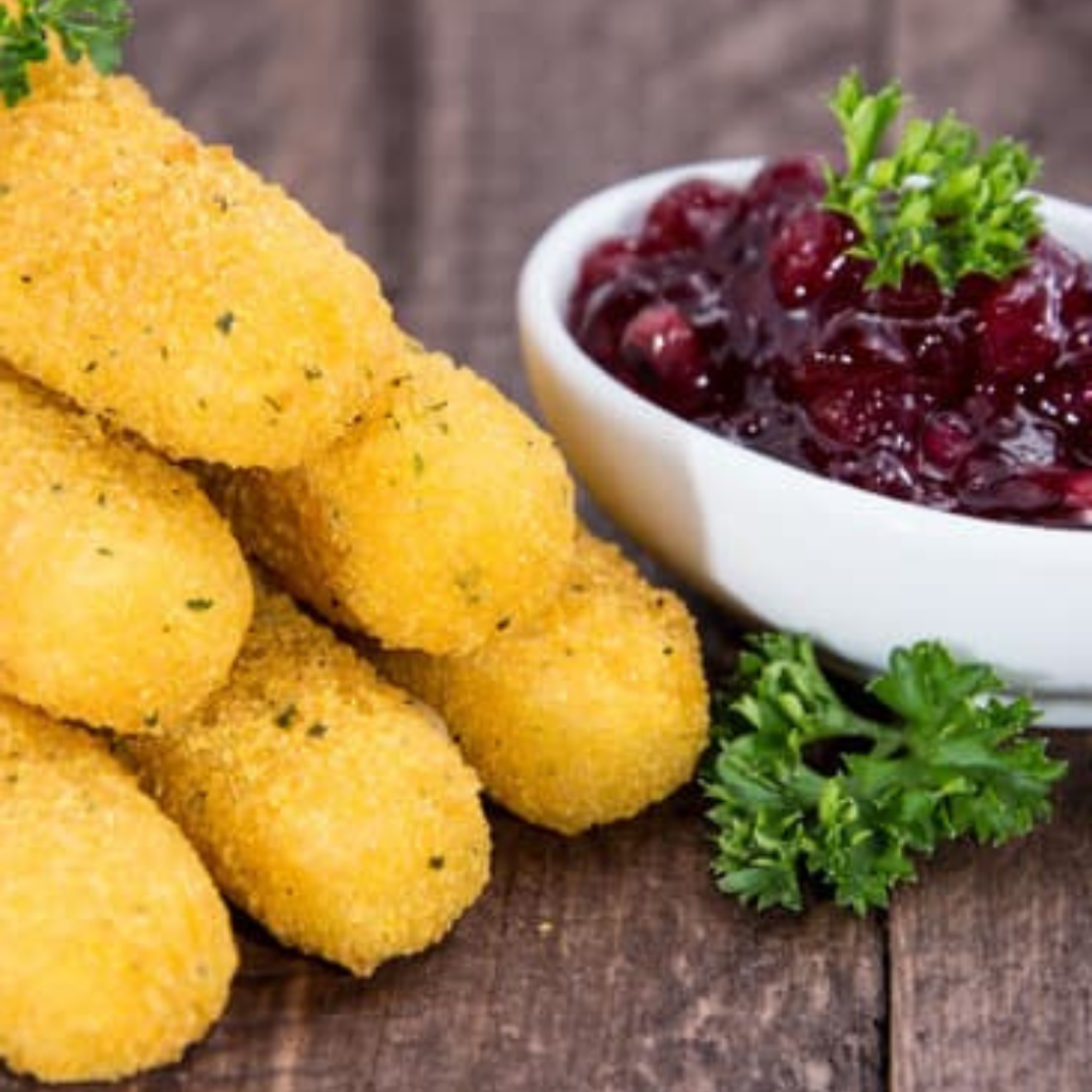 Mozzarella cheese sticks and jelly, a great pairing!