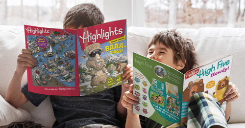 Kids enjoying reading magazines
