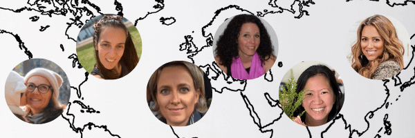 The Team Behind The #lunchboxesaroundtheworld Challenge. Meet Noemie (@funkytartines, Belgium), Filio (@abc_lunchies, Cyprus), Sabine (@Pausenbrojunkie, Germany), Inga (@kidscantwaiforlunch, Canada), Clare (@snackboxdiairies, Singapore), and Karla (@lunchatnoone, USA)