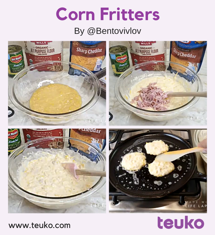 Corn Fritters Made Easy. A recipe by @bentovivlov shared with the Teuko community.