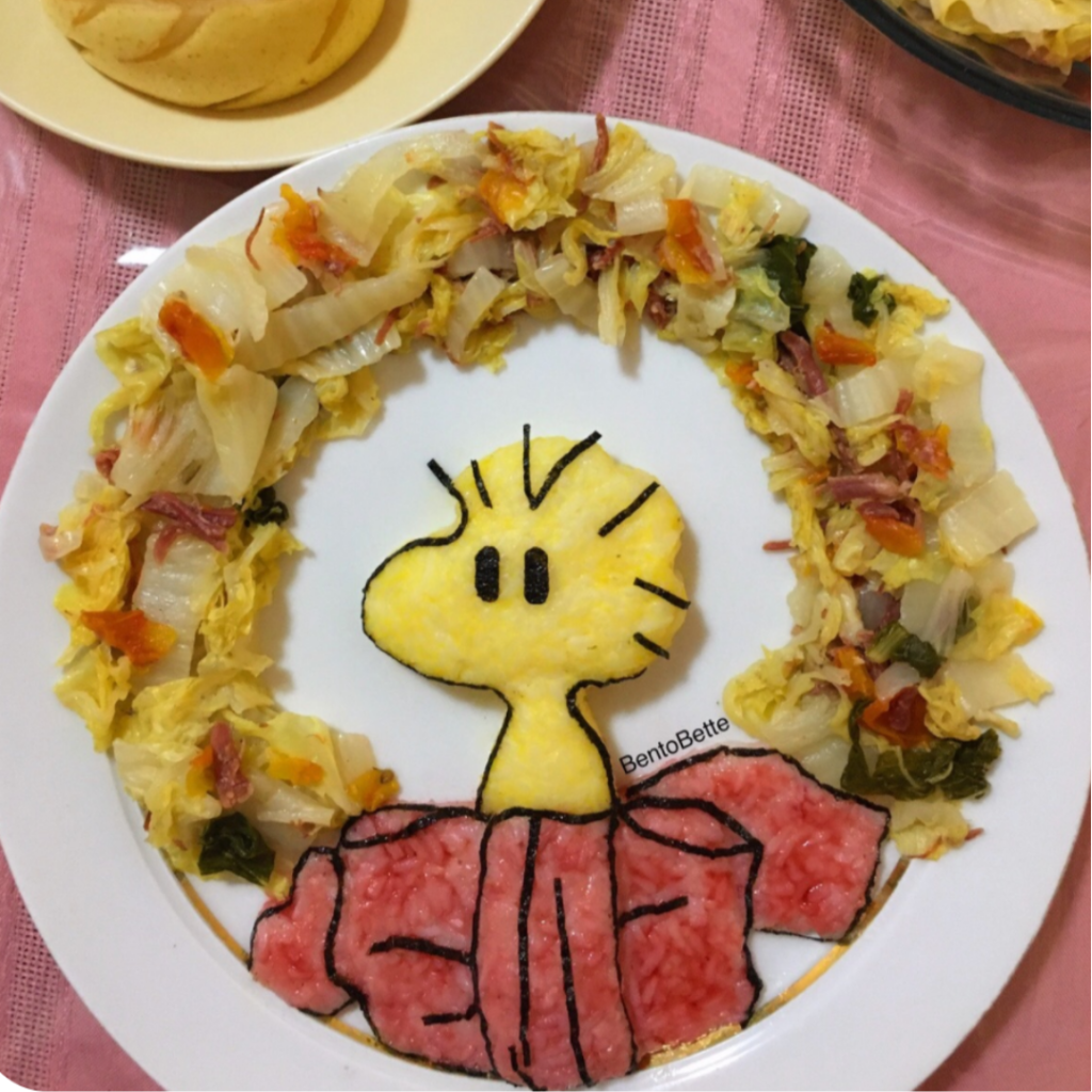 Woodstock (Peanuts' character) in Bentobette's bento lunchbox, shared on Teuko.com, the online community for families packing lunch.