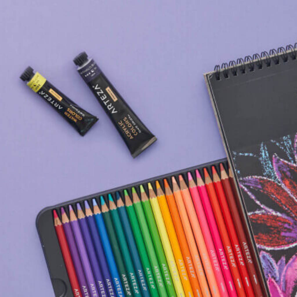 Get your kids drawing this Arteza's colored pencil set. Put some color into their world with markers, paints, clays and more!