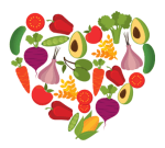 Heart with fruits and veggies