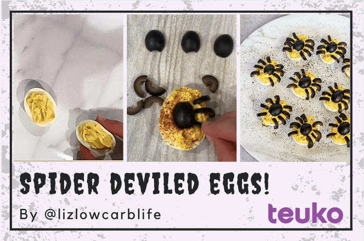 Spider Deviled Eggs Easy Recipe by @lizlowcarblife