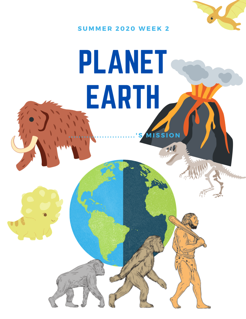 Free summer camp at home package. Week 2 is about Earth.
