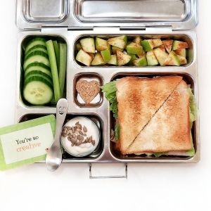 The combination of apples with sunflower seeds is a nut free option that provides crunch and variety at lunchtime.