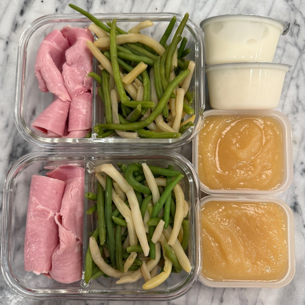 Homemade applesauce dessert in a packed lunch