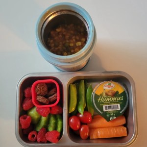 Lentils soup for a warm lunch at school