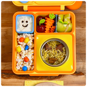 Yellow rice packed for lunch