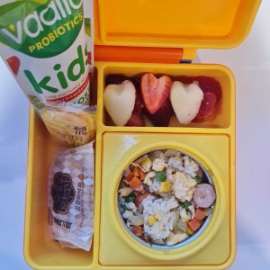 Fried rice for lunch in a Omiebox bento lunchbox.