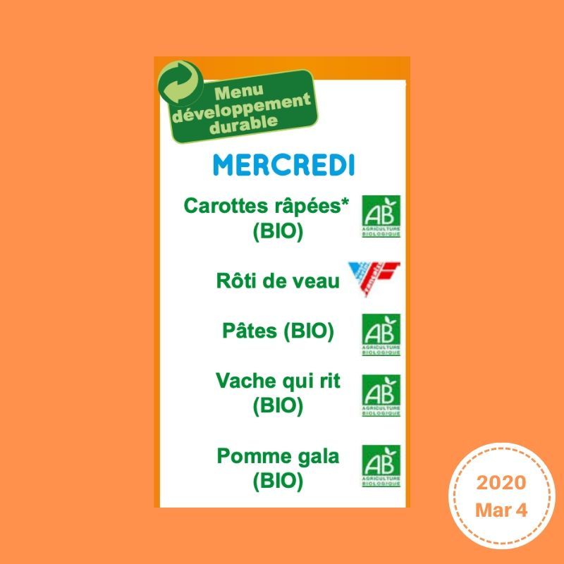 Kids Lunchbox Idea - School Lunch Menu from Paris, France | Teuko.com — lunchbox by Paris School Menus