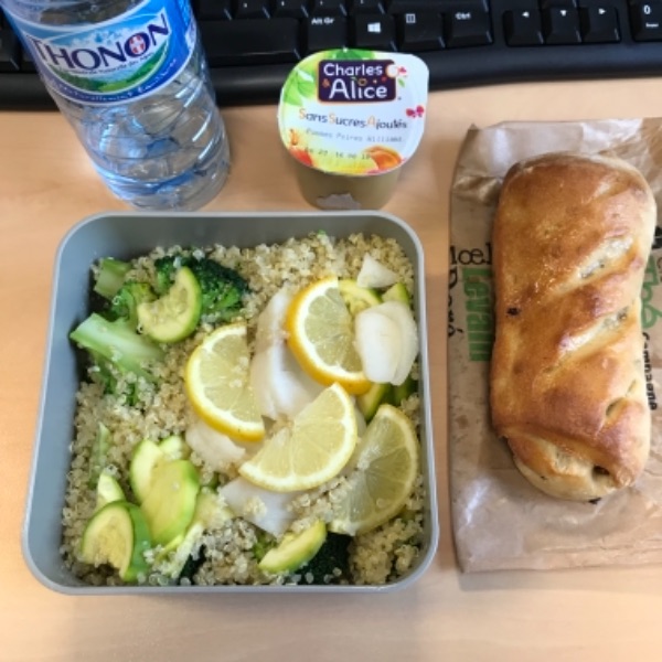 Quinoa cod vegetables — lunchbox by Jenna Bento