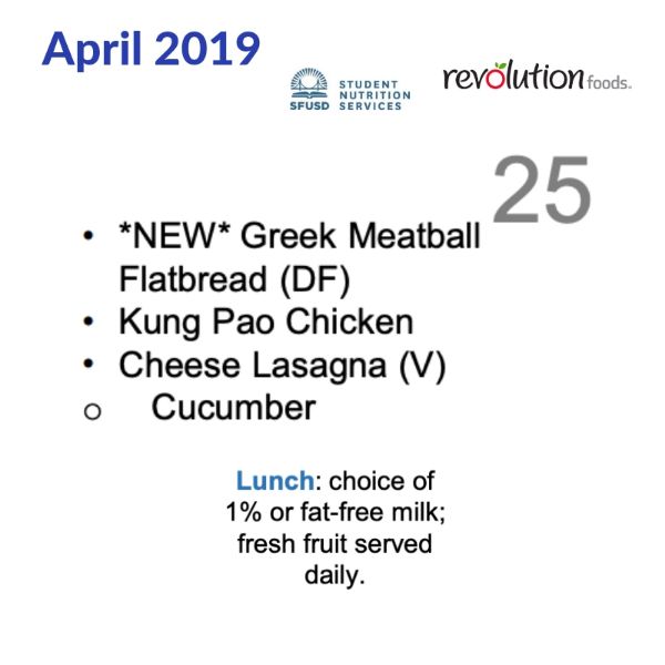 4/25/2019 — lunchbox by San Francisco School Menus