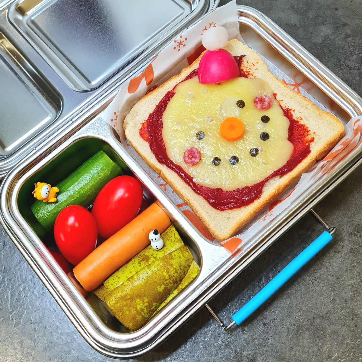 Snowman Pizza — lunchbox by stulleundsushi
