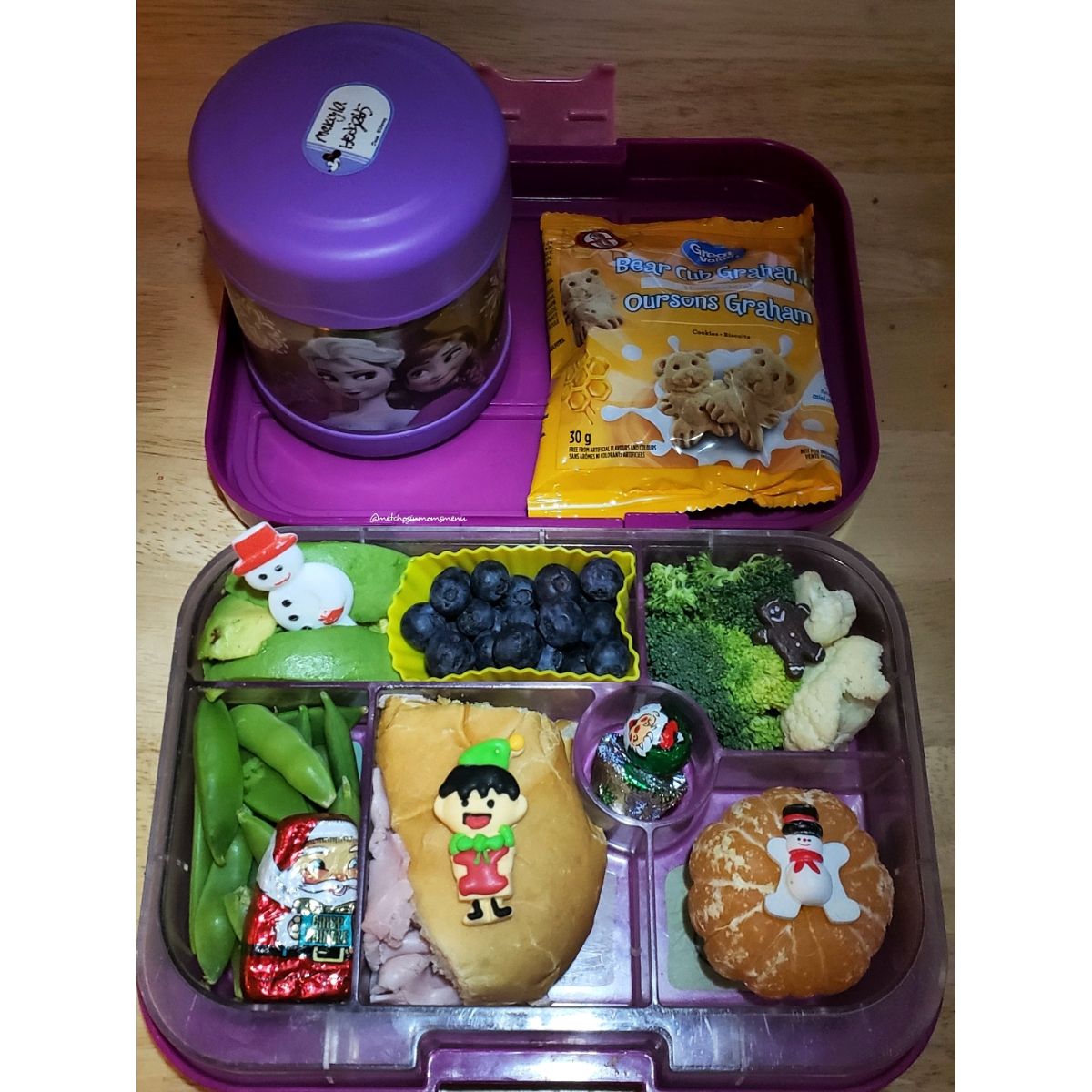 Elf on a Roll with soup — lunchbox by Metchosinmomsmenu